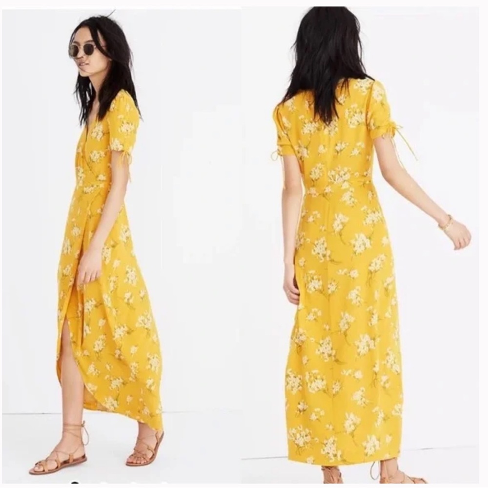 Madewell Silk Wrap Maxi Dress in floral Butterfly Garden size 10